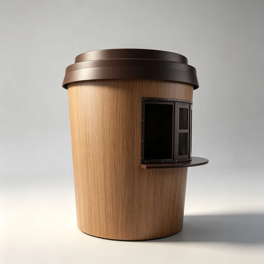 Cylindrical Outdoor Cafe Kiosk | Galvanized Steel Coffee Stand | 1.8m Dia Custom Design