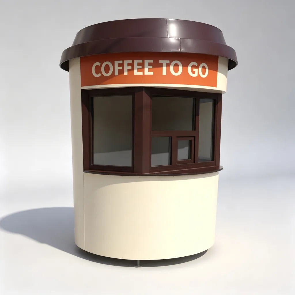 Oval Outdoor Cafe Kiosk | Fiberglass & Steel Coffee Stand | 2.2m Custom Design