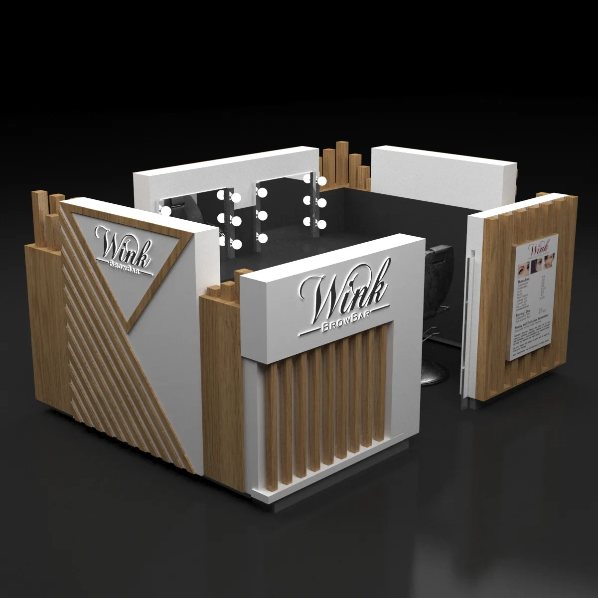 Eyebrow Threading Kiosk | Brow Bar For Sale – Unique eyebrow threading kiosk custom black eyebrow bar display beauty showroom