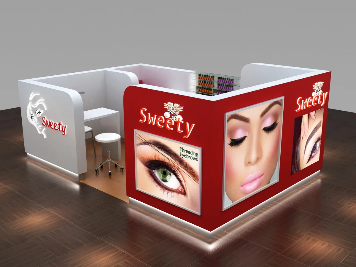 Eyebrow Threading Kiosk | Brow Bar For Sale – Unique eyebrow threading kiosk custom black eyebrow bar display beauty showroom