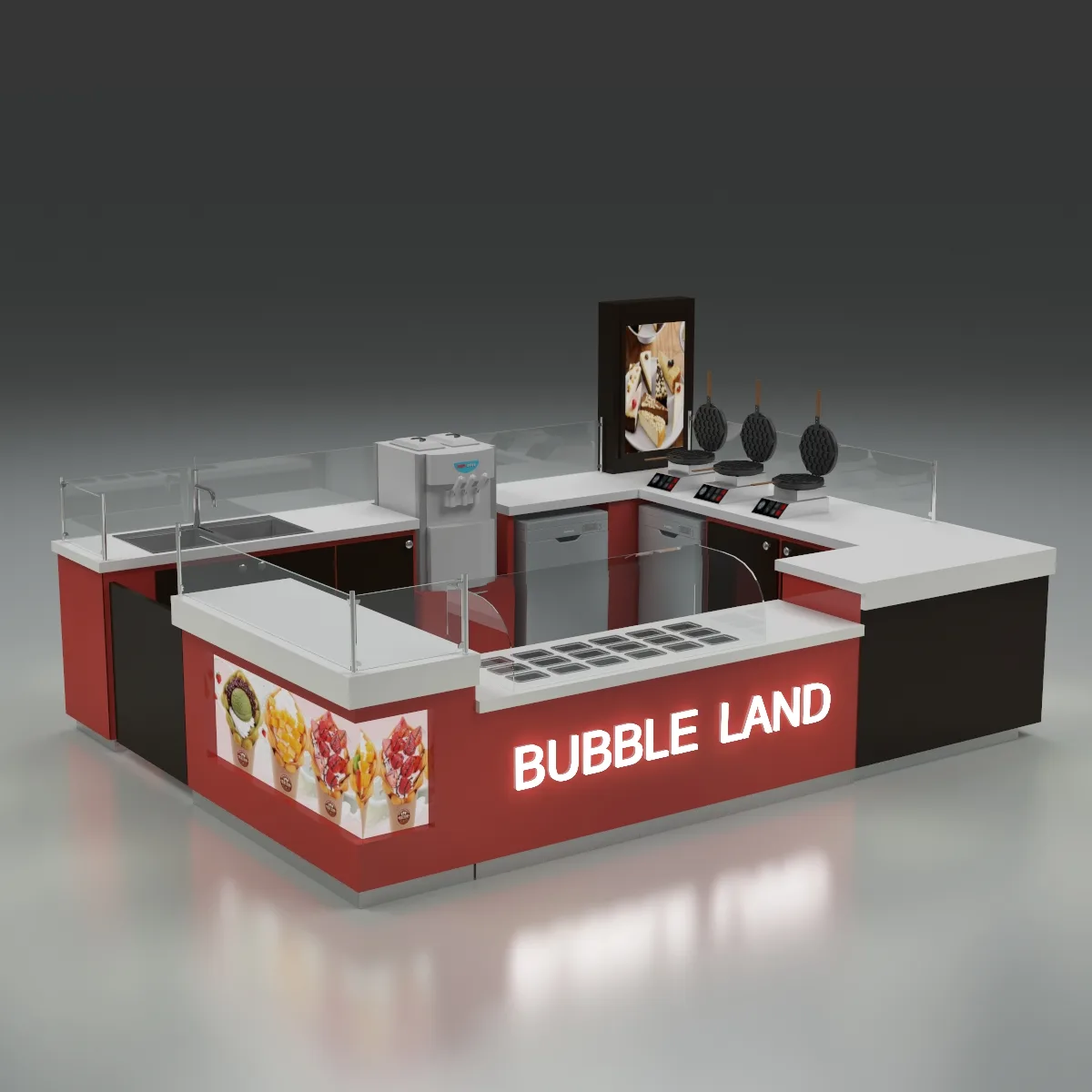 Bubble Tea Kiosk For Sale | Design Price – Spain Mall Crepe & Bubble Tea Kiosk 4m×3m | Price $6500 image 1