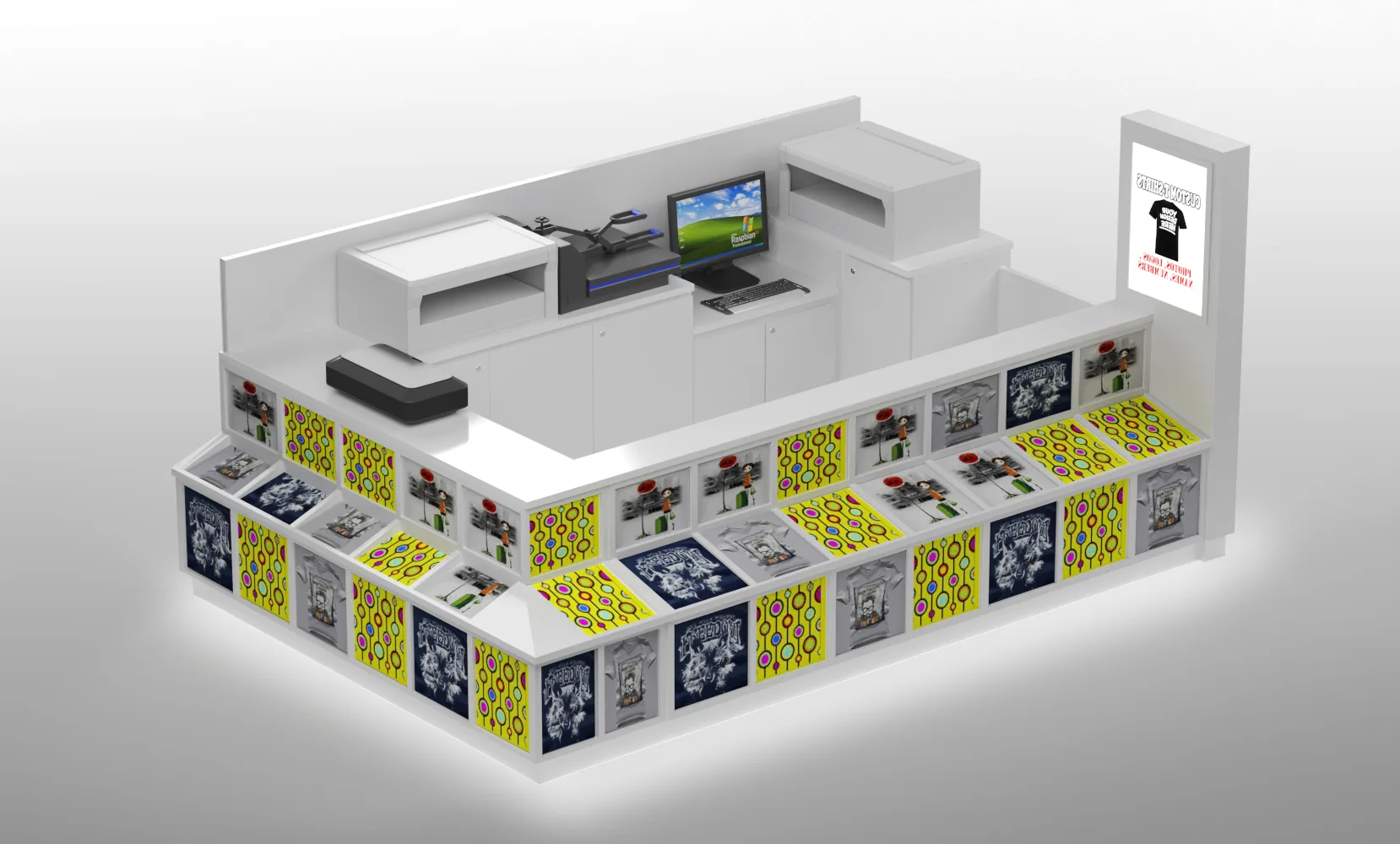 T-shirt Kiosk – Modern design T-shirt kiosk shopping mall clothing display booths paint image 1