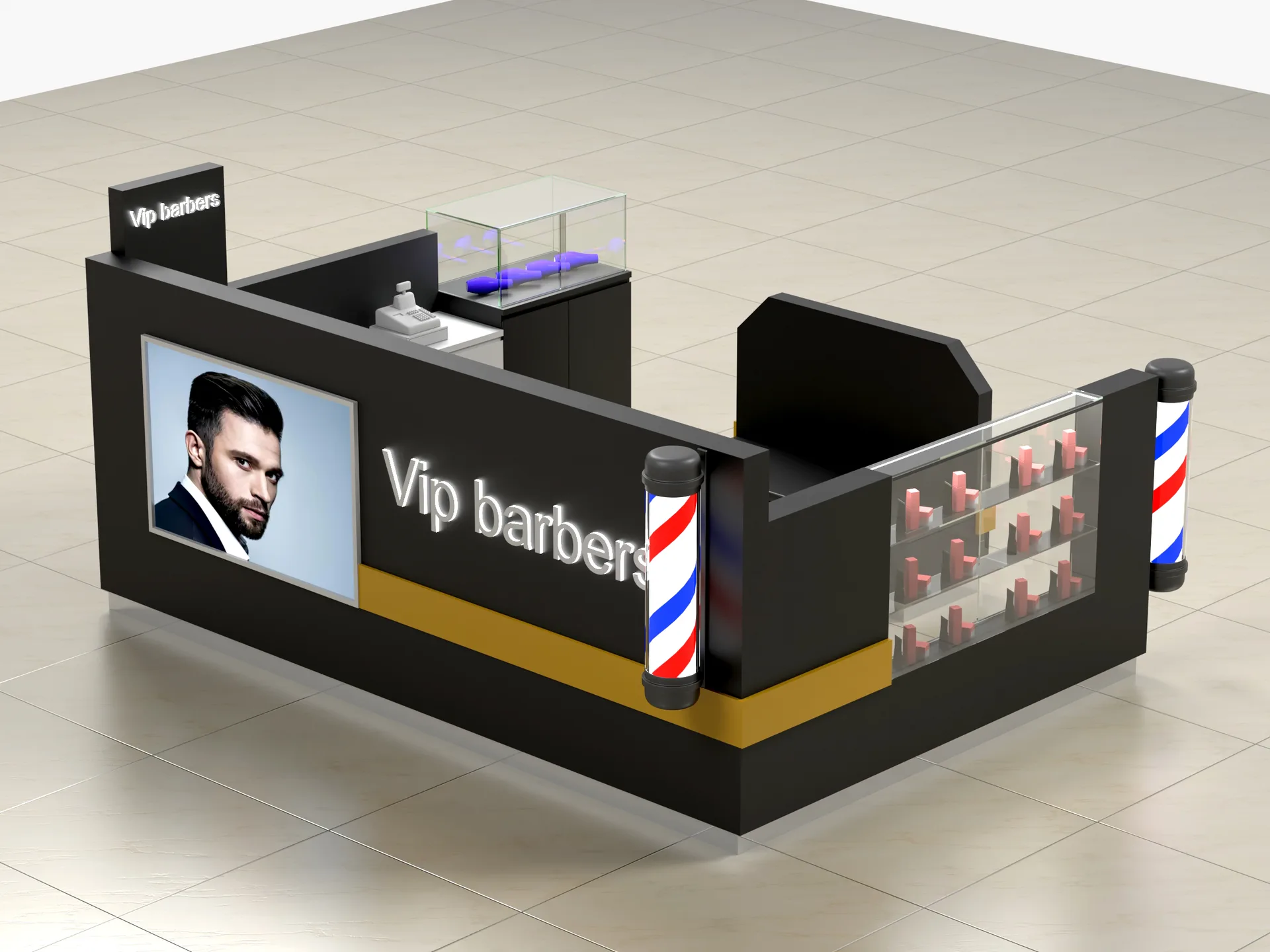 Barber Kiosk Haircut Kiosk For Sale – Matcha Tea Kiosk Real Case image 10