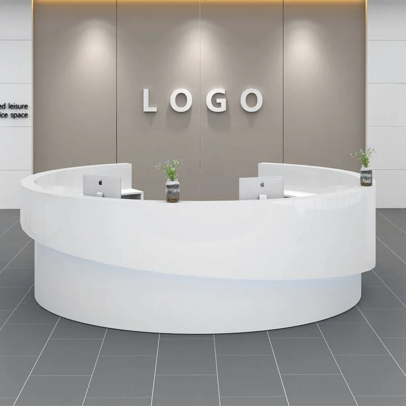 C shaped, Curved Round Reception Desks Counters – custom retail display image 21