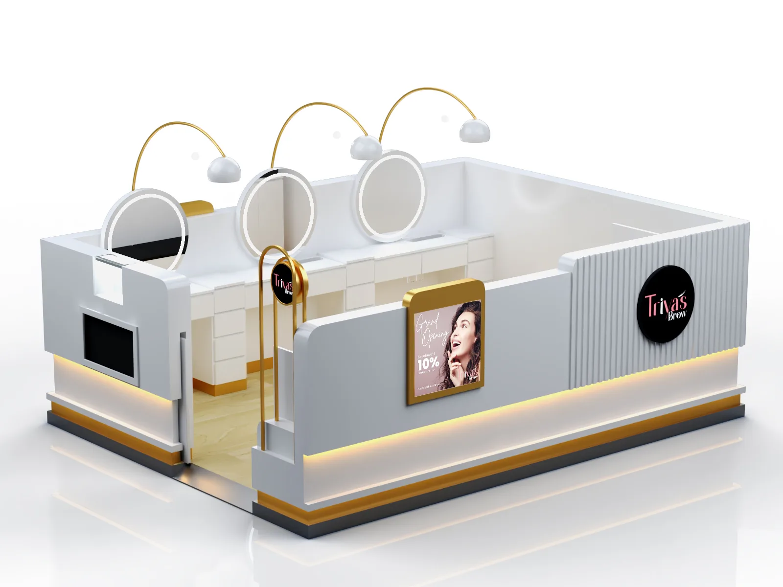 Eyebrow Threading Kiosk | Brow Bar For Sale – Unique eyebrow threading kiosk custom black eyebrow bar display beauty showroom