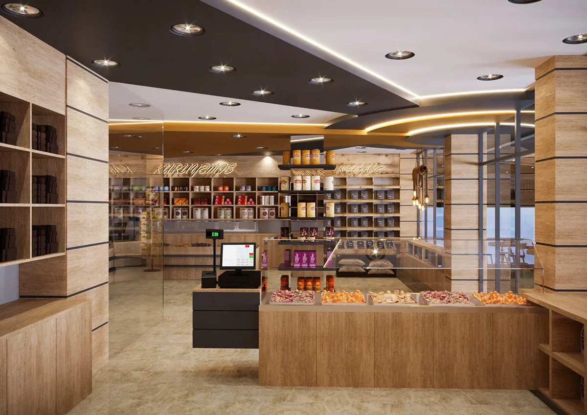 Wooden Large Dried Fruits Market Nuts Shop Display Cabinets