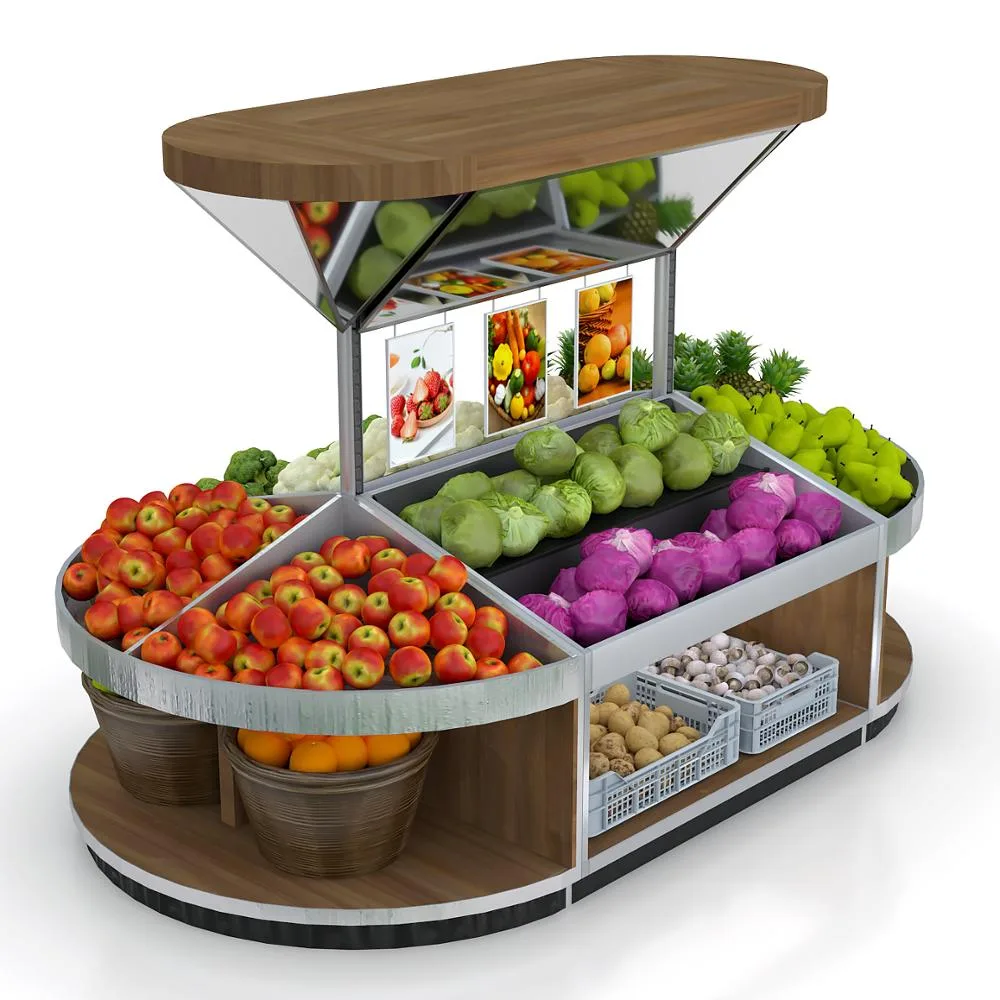 Tired Fruit Veg Display Stands for Shop | Wood Metal Shelves – custom retail display image 23