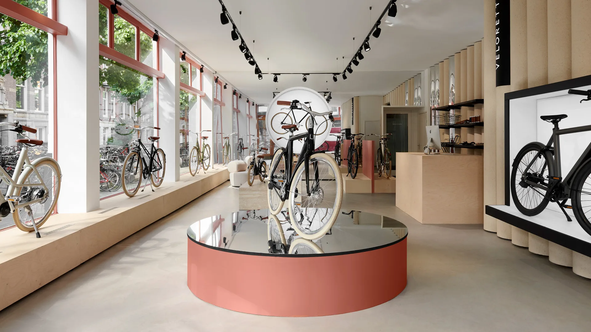 Bicycle Shop Displays | Bike Store Design Retail Fixtures – High-end bike shop design with dispaly cabinet and reception for 