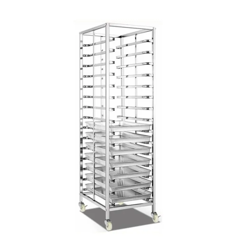 Bakery Tray Racks Trolley For Sale | Stainless Steel – 15 tier baking tray rack- stainless steel mobile trolley-universal bak