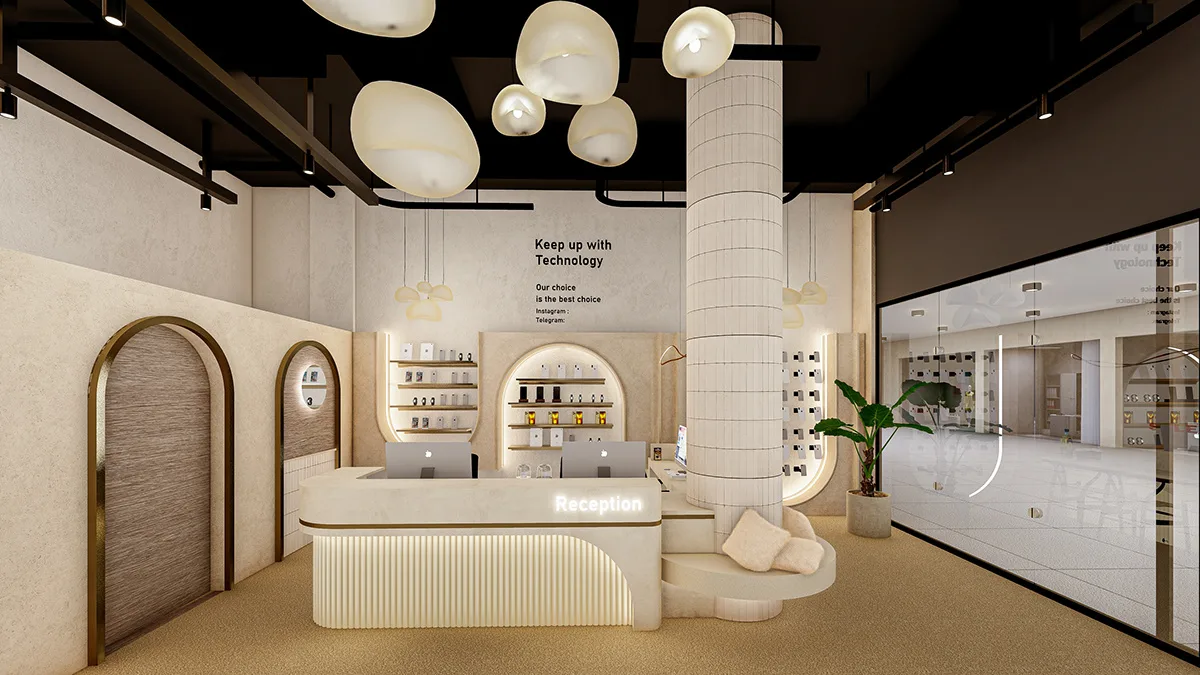 Mobile Shop Design, Displays Decorations – Vitality Blue Mobile Phone Store accessories retail cell phone counter glass showc
