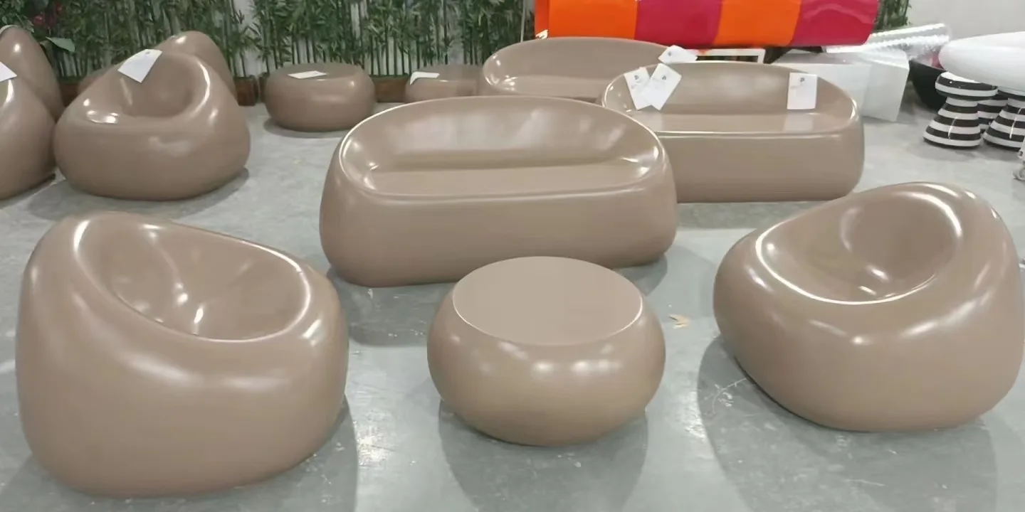 Fiberglass Pebble Seat | FRP Stone Seat For Indoor Outdoor – custom retail display image 22