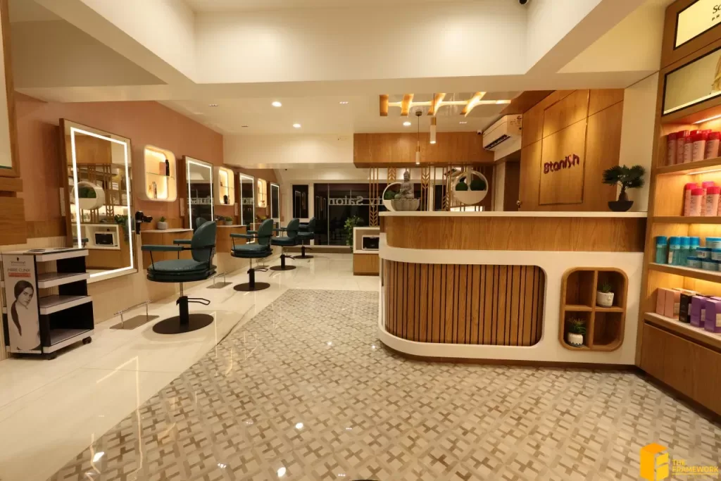 Beauty Salon Design | Spa Furniture Salon Retail Displays – Beauty Salon Interior Design with Cream Pink Curved Layout, Terra