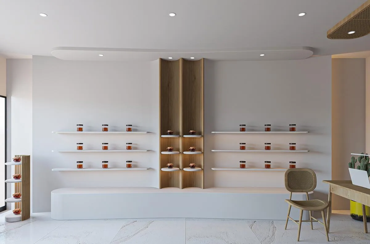 Honey Shop Design, Displays Retail Fixtures – Retro honey shop Bee display stand Customized furniture for honey shops image 2