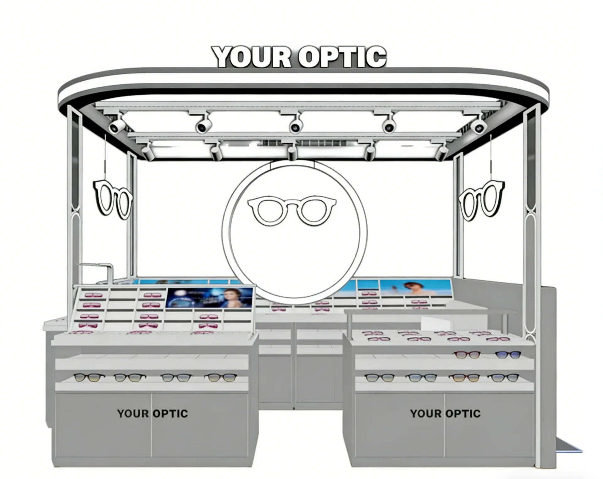 Eyewear Storage Cabinets | Multi-drawer Pull-Out – Space-Optimized Glasses Counter for High-Traffic Retail Areas image 1