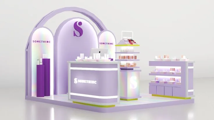 Cosmetic Kiosk Makeup Kiosk For Mall – Black and grey cosmetics store commercial furniture custom Skincare product display st