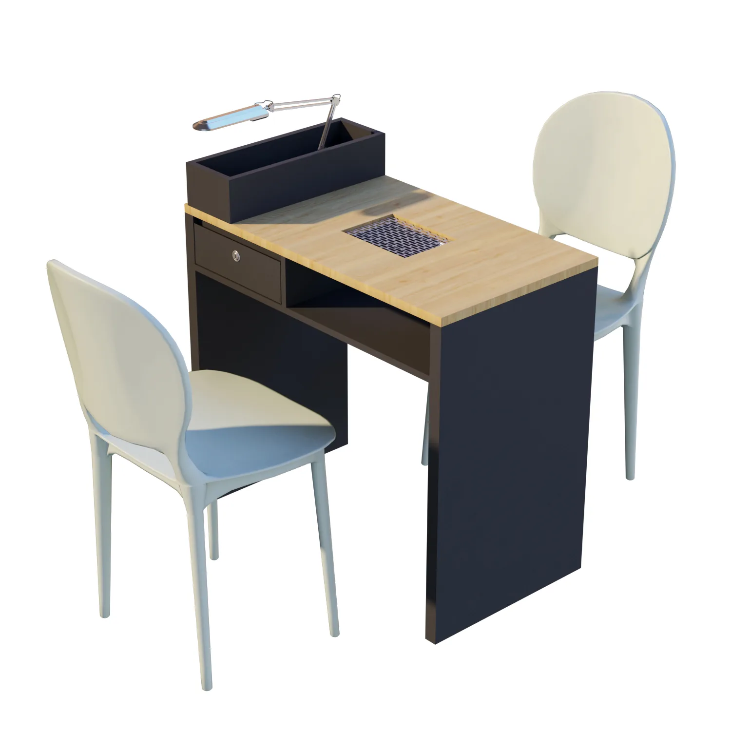 Professional Nail Station with Integrated Dust Collector & LED Lighting