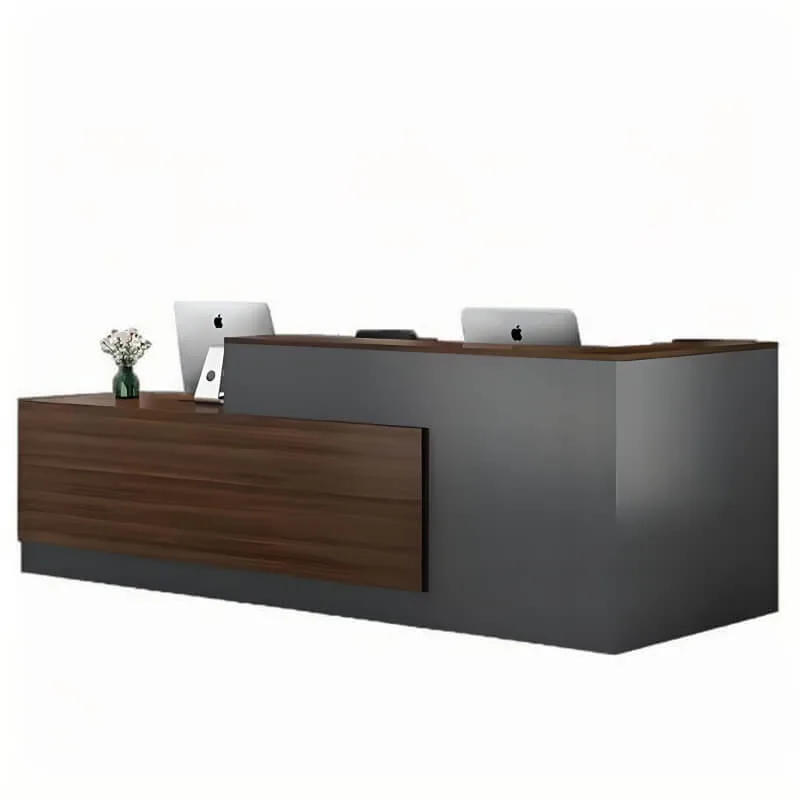 Office Reception Desk Counters | White,Wood Stone – custom retail display image 1