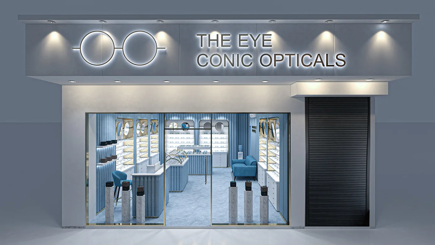 Optical Shop Design, Store Fixtures Furniture – Space-Optimized Glasses Counter for High-Traffic Retail Areas image 9