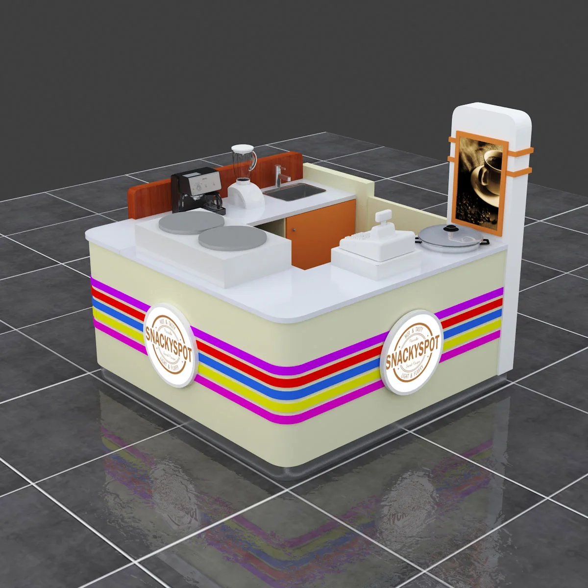 2M*2M crepe stall design food kiosk in the mall