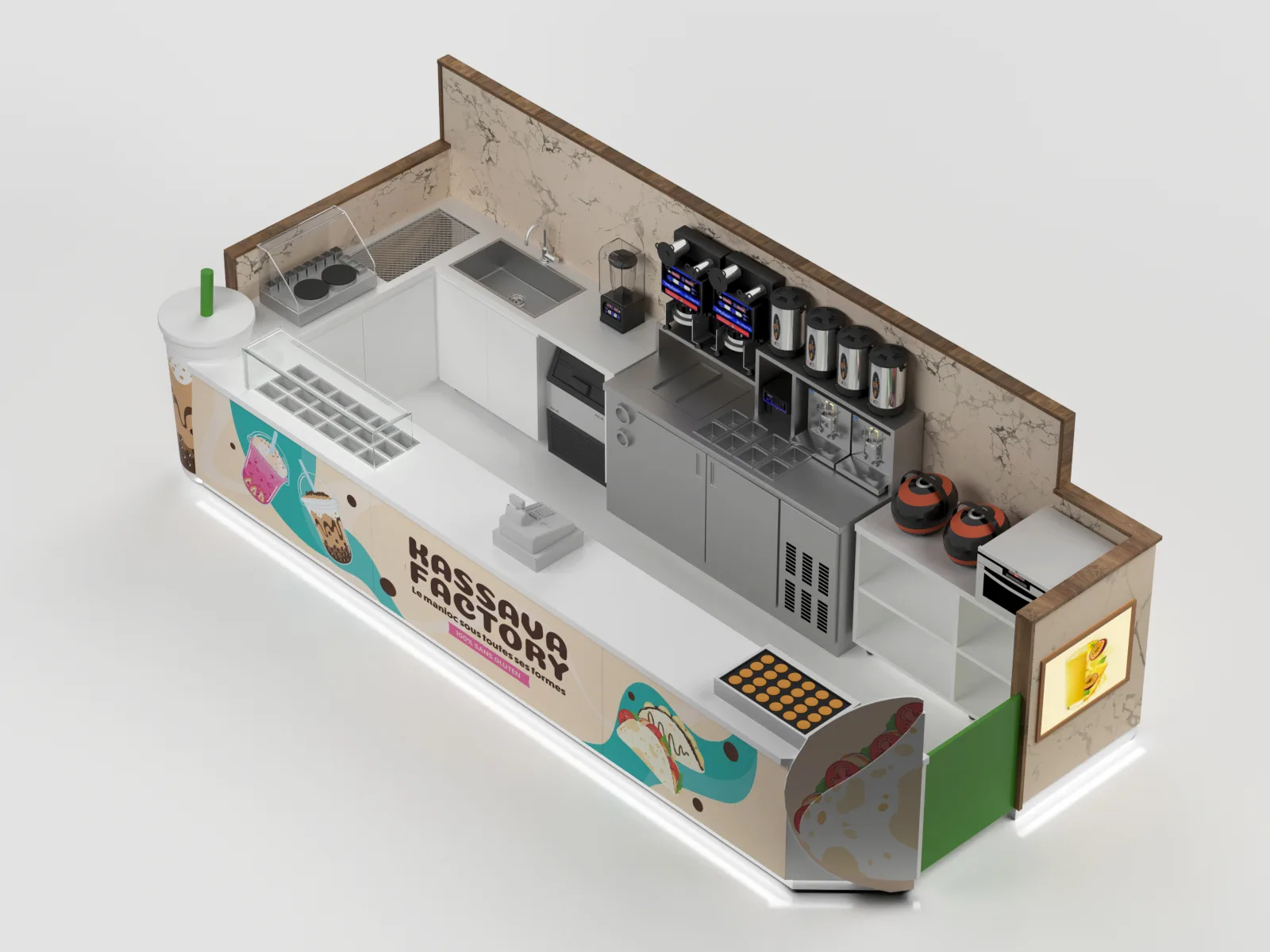 Bubble Tea Kiosk For Sale | Design Price – Spain Mall Crepe & Bubble Tea Kiosk 4m×3m | Price $6500 image 17