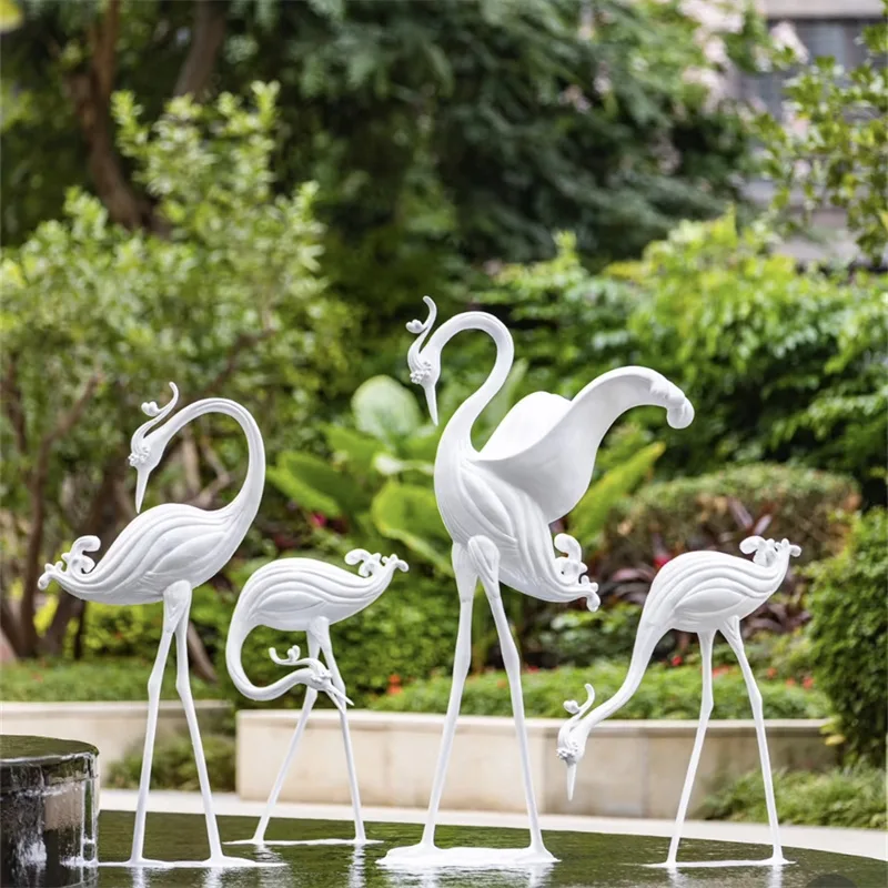 Large Heron Sculptures Statues For Garden | FRP Metal – custom retail display image 2