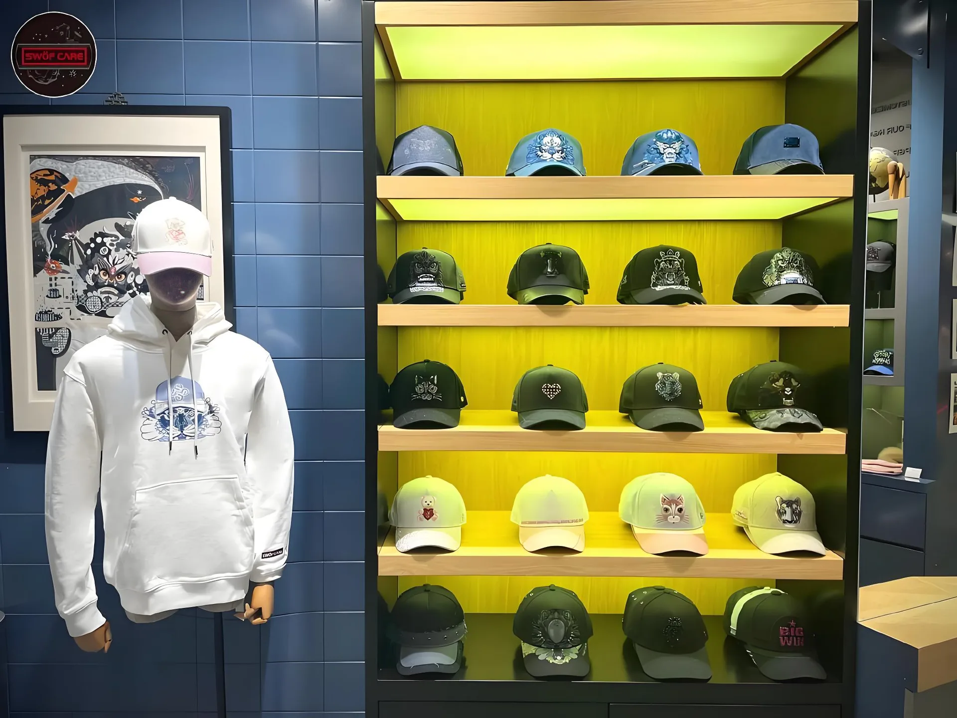 Hat Cap Displays | Retail Hat Shop Design Store Fixtures – Minimalist Hat Shop Design: Warm Wood, Soft Tones & Functional Hat