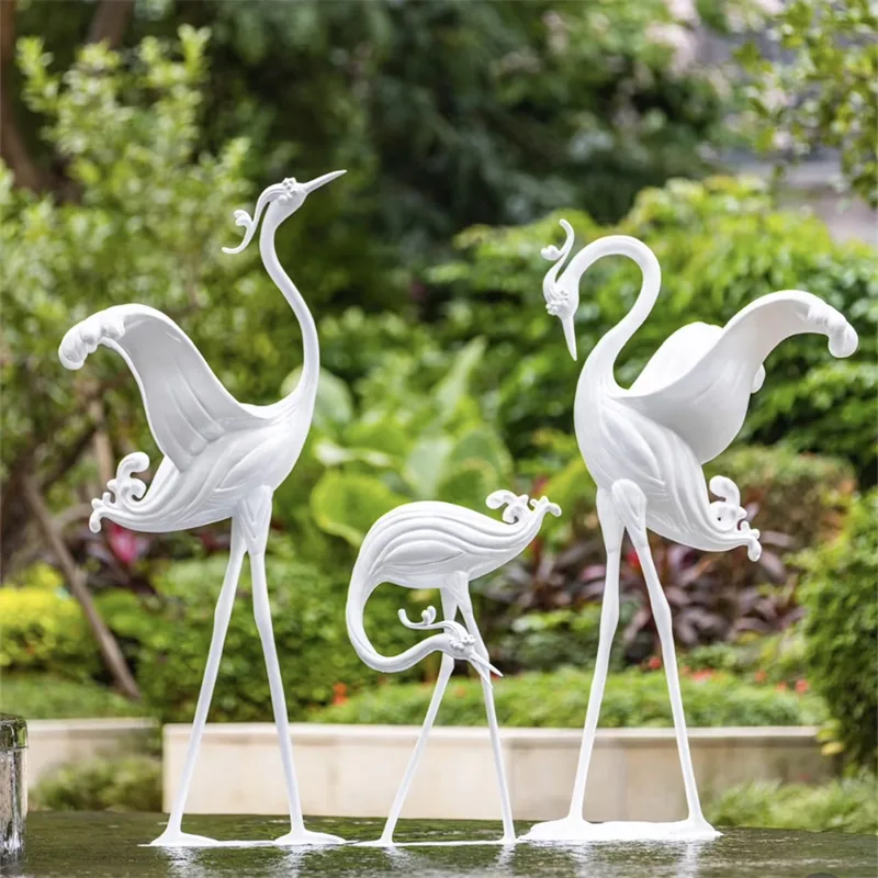 Large Heron Sculptures Statues For Garden | FRP Metal – custom retail display image 1