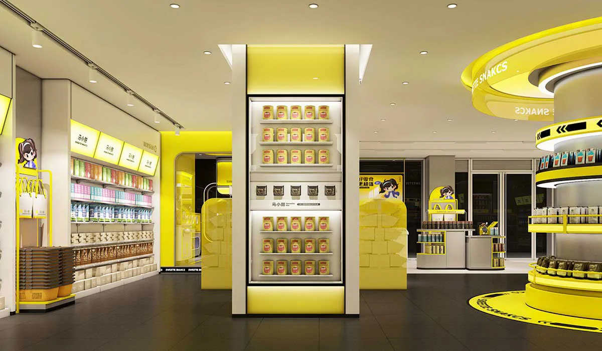 Snack Shop Displays, Interior Design, Racks Stands – Red Popular Snack Shop Design High-end Display Racks, Gondolas and Wall