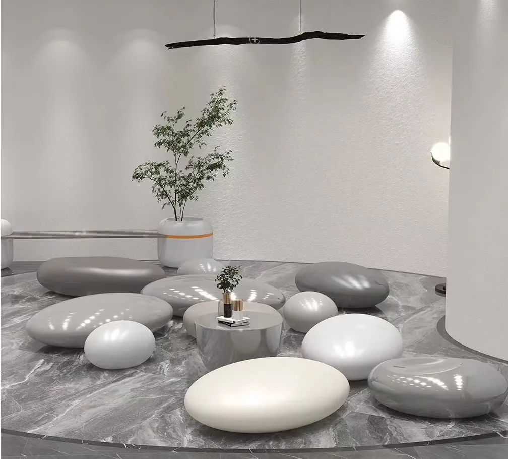 Fiberglass Pebble Seat | FRP Stone Seat For Indoor Outdoor – custom retail display image 17