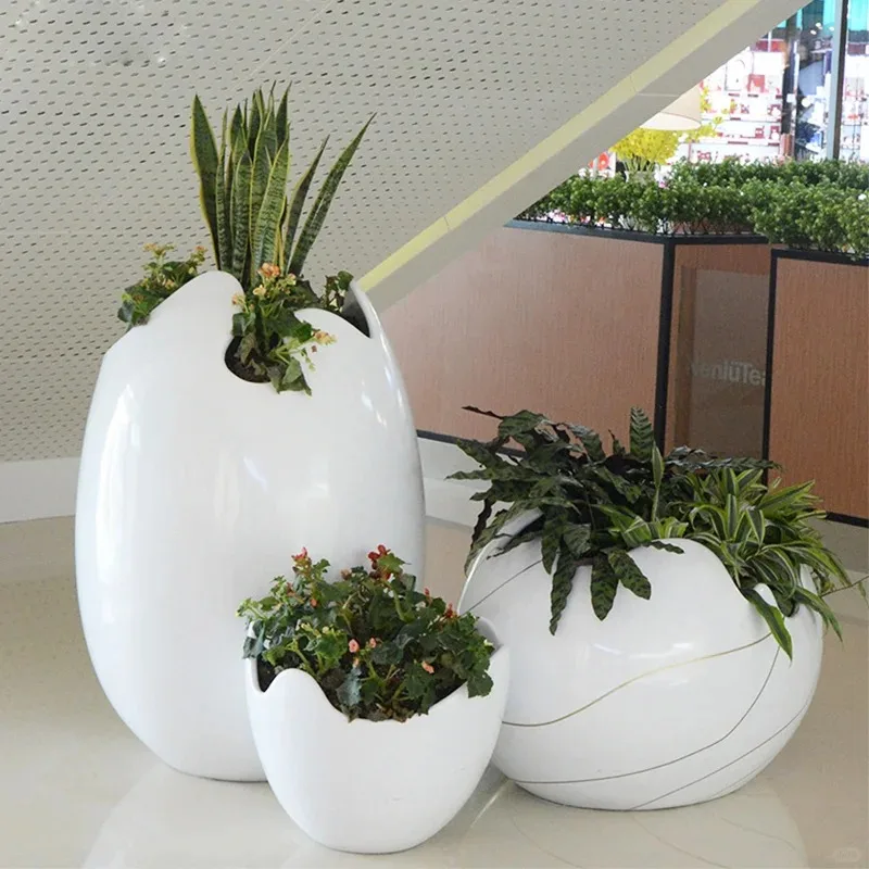 Outdoor Large Fiberglass Planters Pots | Rectangular Round – custom retail display image 14