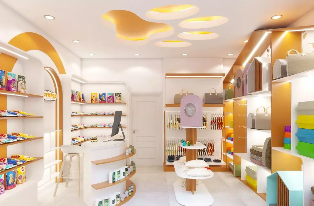 Pet Shop Design, Displays Shelving Fixtures – Warm pet shop design with unique display toy for pet round tree display showcas