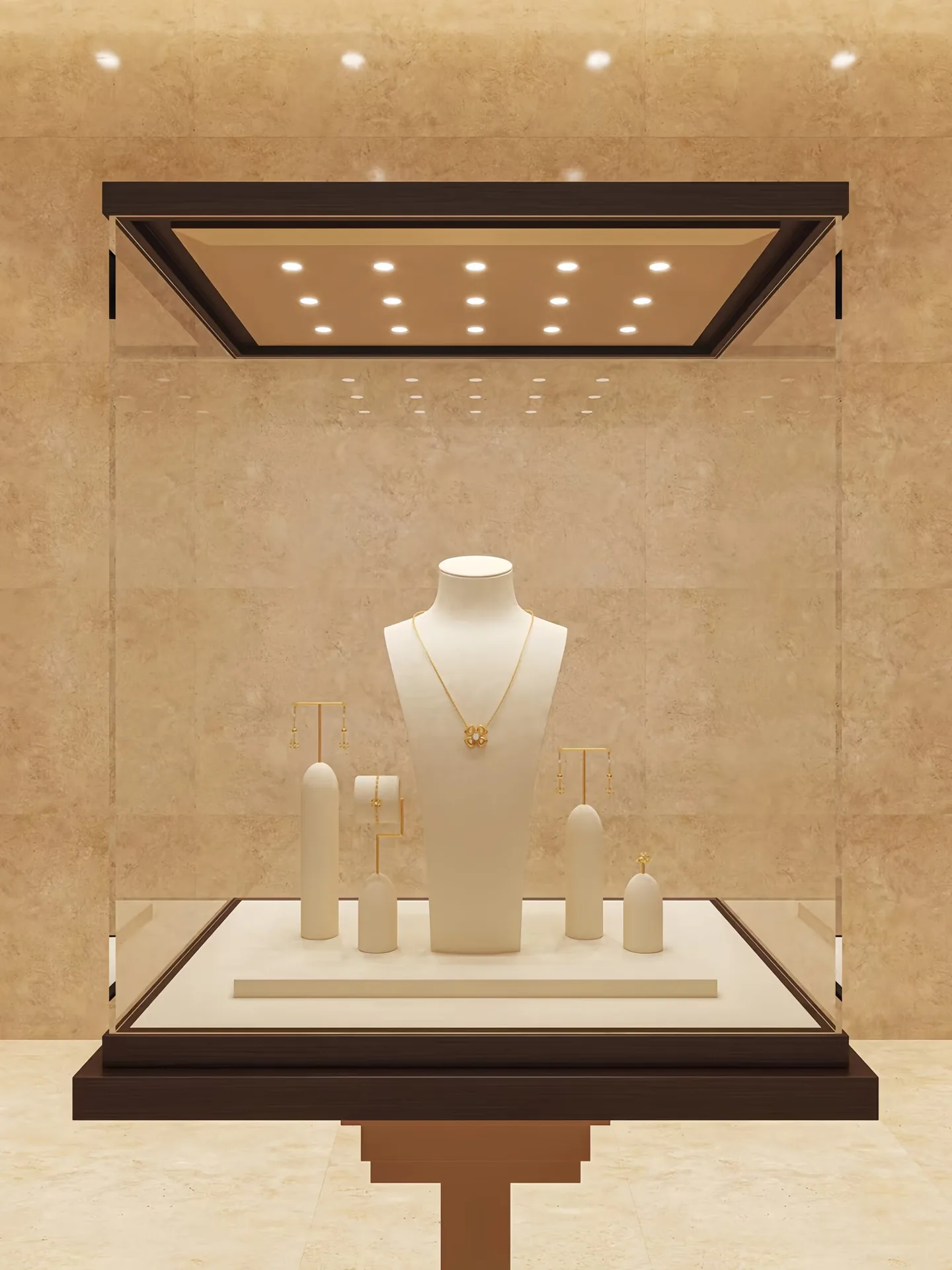 Custom Recessed Wall Jewelry Display Cabinet, Built‑in Wall Glass Jewellery Showcase for Retail Boutique — view 2
