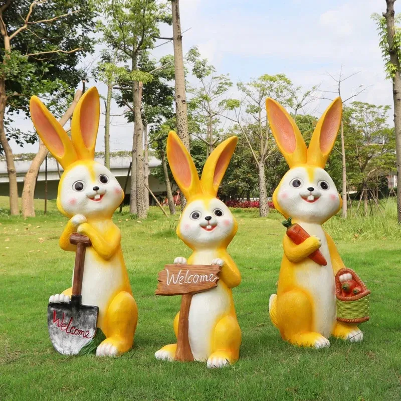 Large Rabbits Bunny Sculptures For Garden | Fiberglass – custom retail display image 10