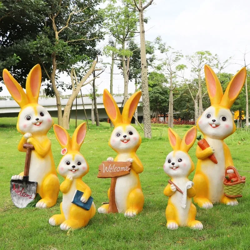 Large Rabbits Bunny Sculptures For Garden | Fiberglass – custom retail display image 11