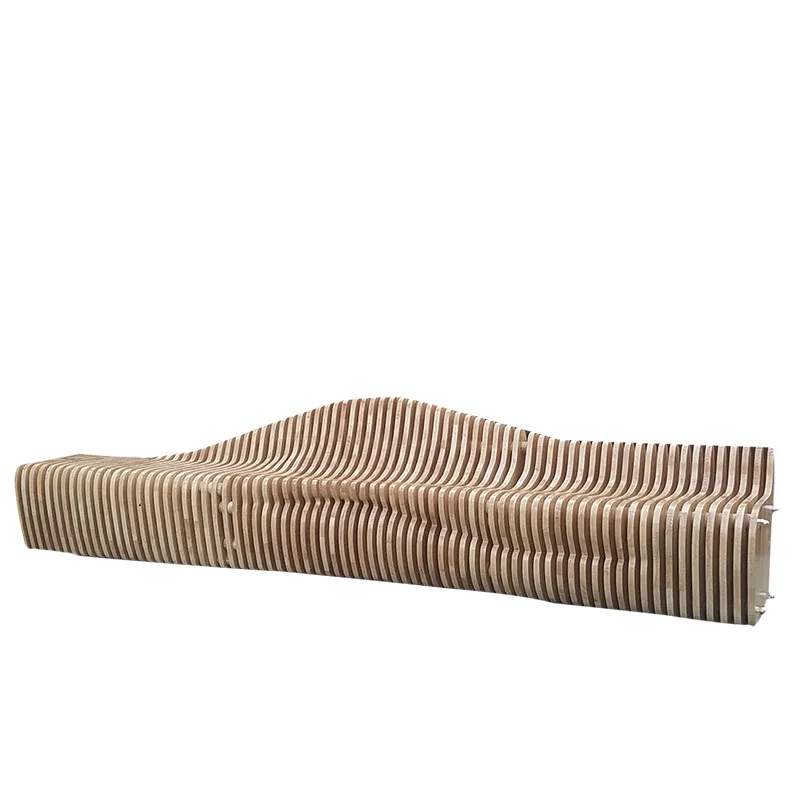Custom Wooden Sliced Timber Parametric Bench For Public Seating — view 2