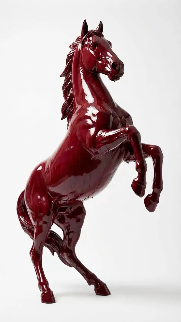 Glossy FRP Horse Sculpture with Standing & Rearing Poses for Gallery Hotel Landscape Decor