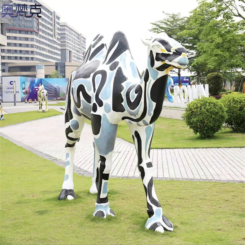 Abstract Painted Fiberglass Camel Sculpture | Art‑Style Decor for Outdoor Malls, Plazas & Scenic Spots — view 2