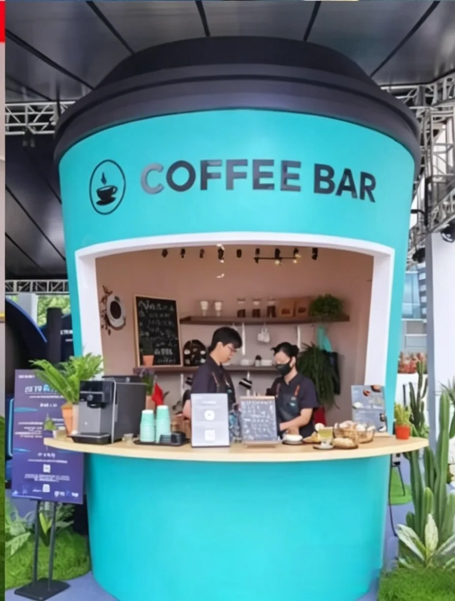 Custom Coffee Cup-Shaped Kiosks for Outdoor Coffee Shops