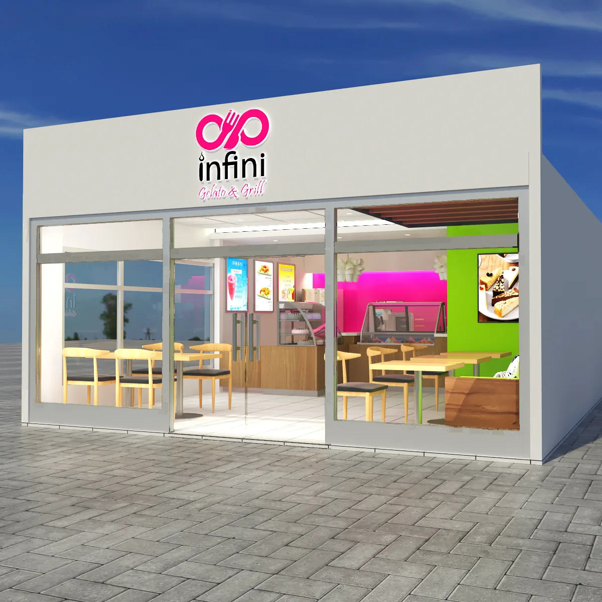 Ice Cream Shop Design | Frozen Yougrt Gelato Store Displays Counters – Cute pink ice cream shop furniture design dreamy Itali