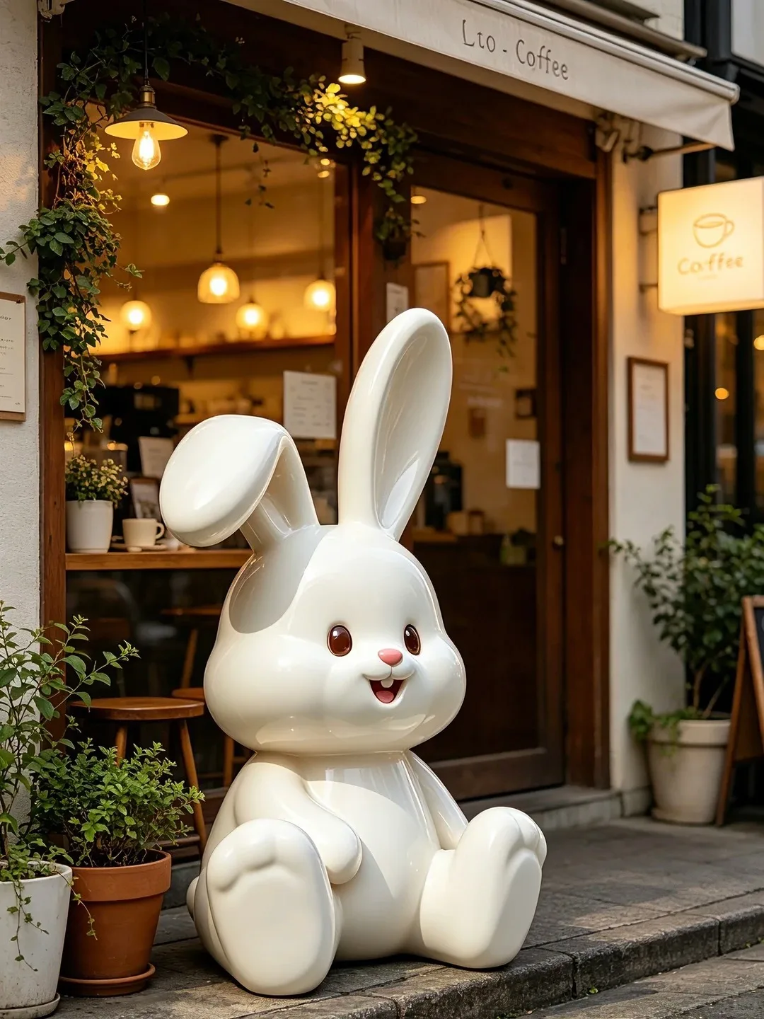 Large Rabbits Bunny Sculptures For Garden | Fiberglass – custom retail display image 7