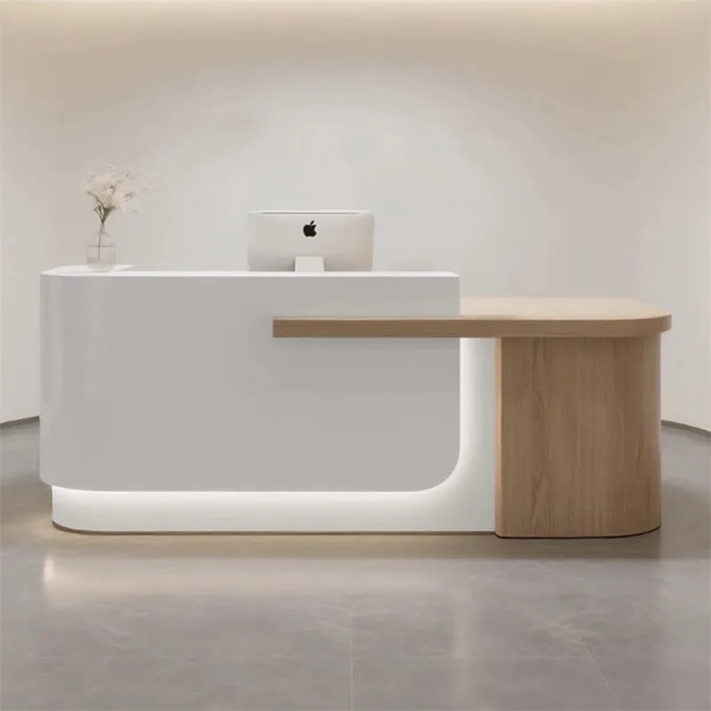 Modern Minimalist LED Reception Desk | Cashier Counter for Bubble Tea Shops and Beauty Salons