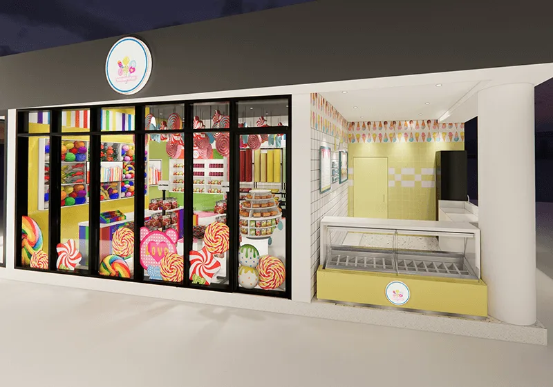 Fantasy Candy Shop with Colorful Wooden Candy Shelves for Sale