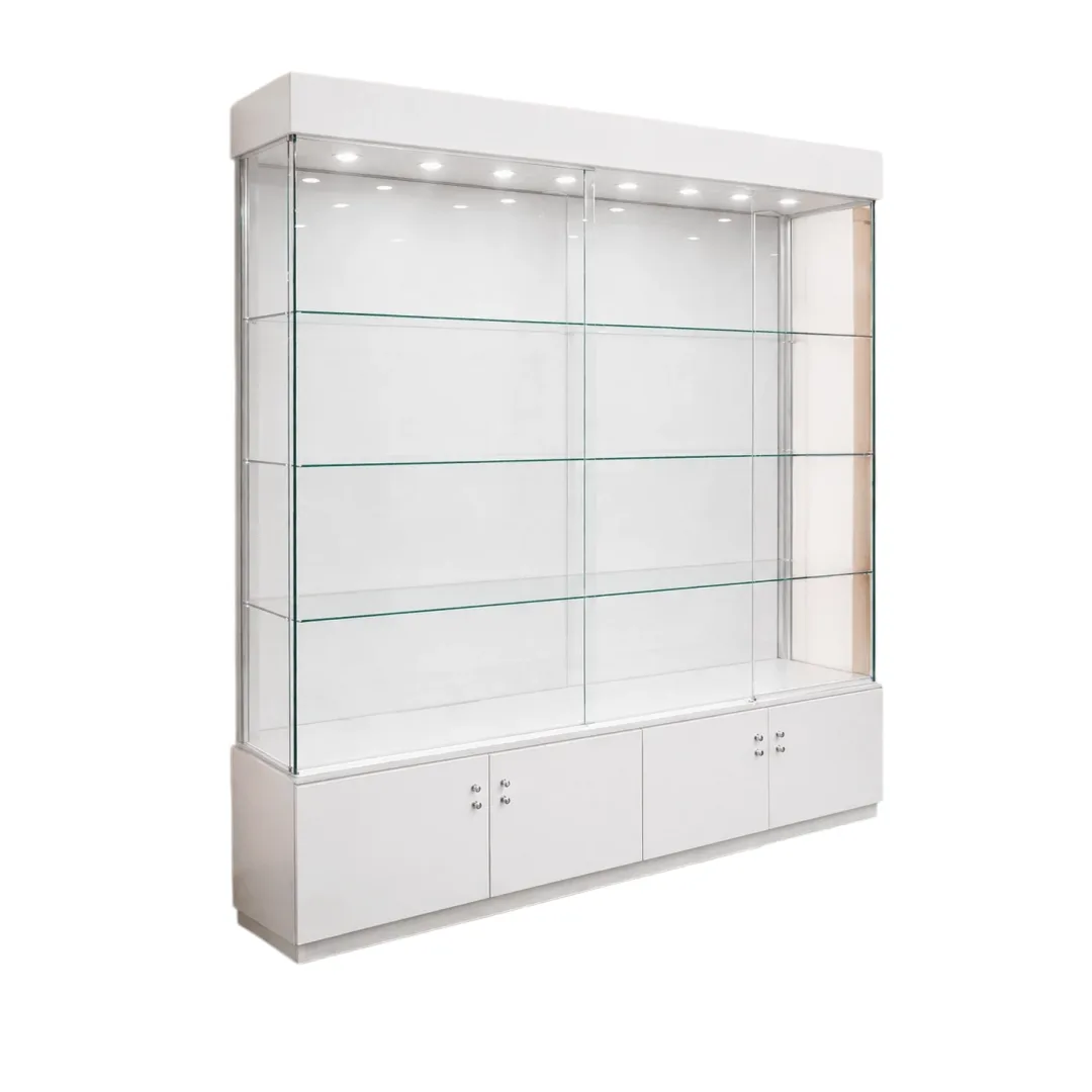 2m School Large Trophy Glass Display Cabinet with Lockable Cupboard