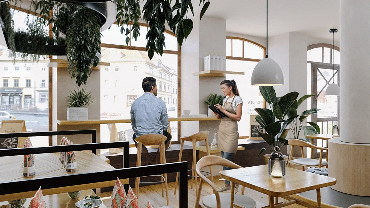 Elegant Tea Shop Design Wooden Display Fixtures Interior Layout