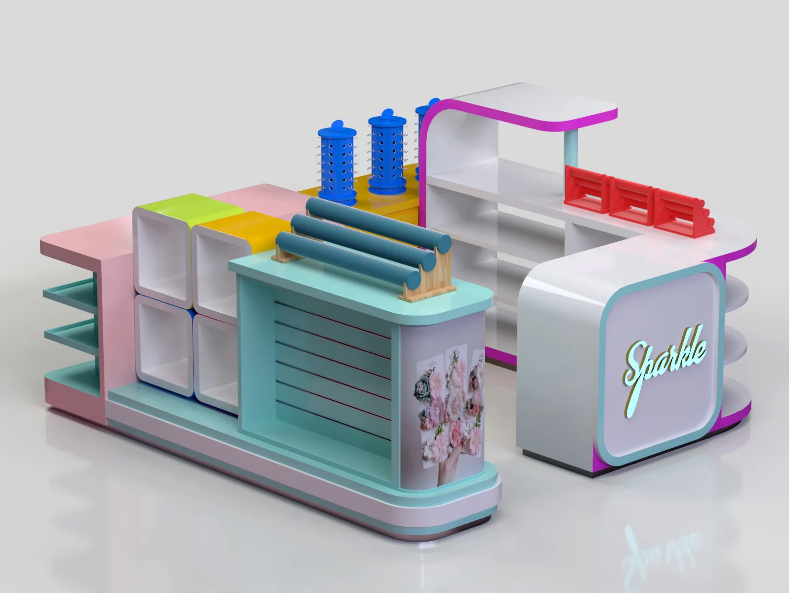 Toy Kiosk Toy Stall For Sale – Playful Display Design: Layered Podiums for Interactive Shopping image 6