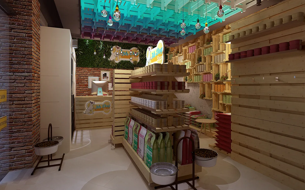Pet Shop Design, Displays Shelving Fixtures – Warm pet shop design with unique display toy for pet round tree display showcas