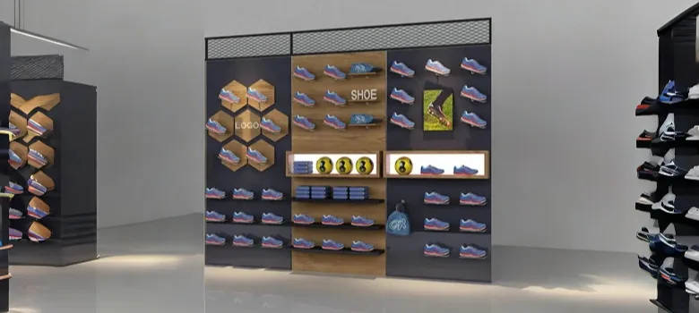Shoe Wall Displays | Wall Mounted Footwear Racks Shelves – custom retail display image 2