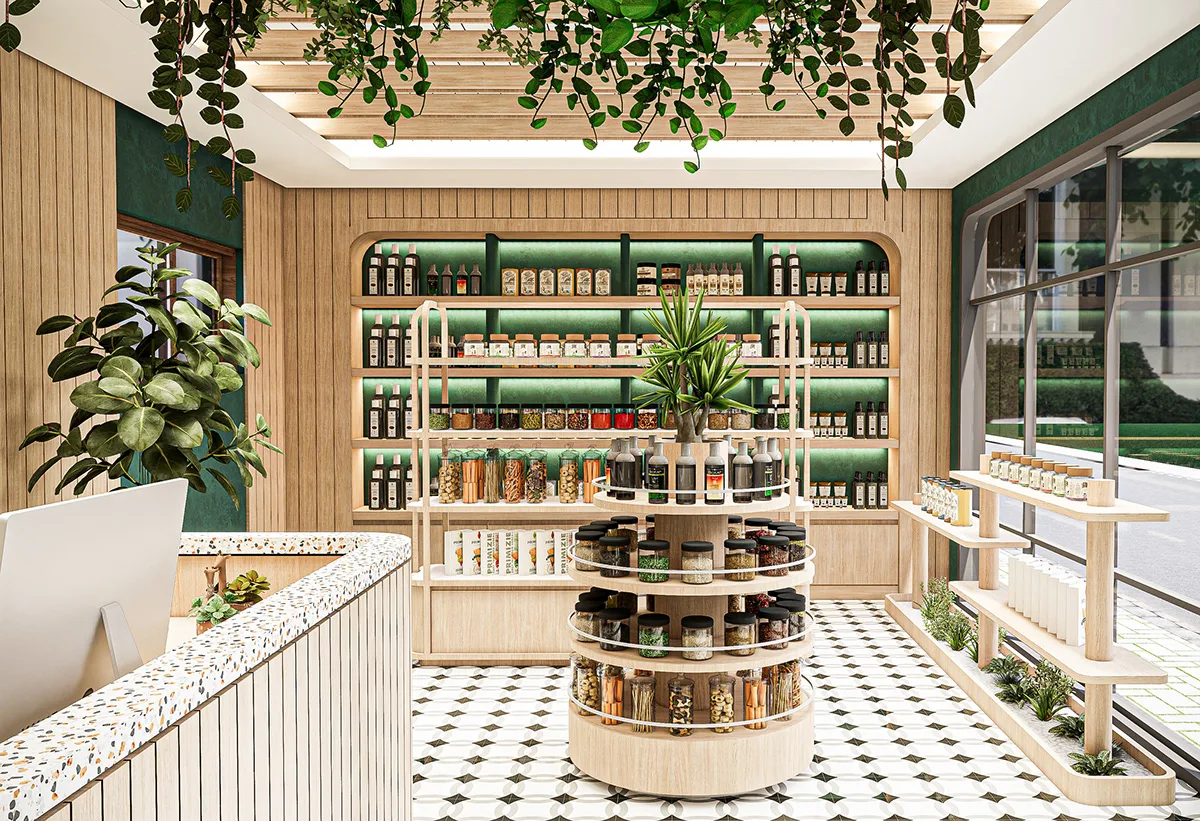 Supplement Shop Design, Displays, Racks Retail Stands – Modern & Functional interior Design of Elite Supplements Shop With Mu