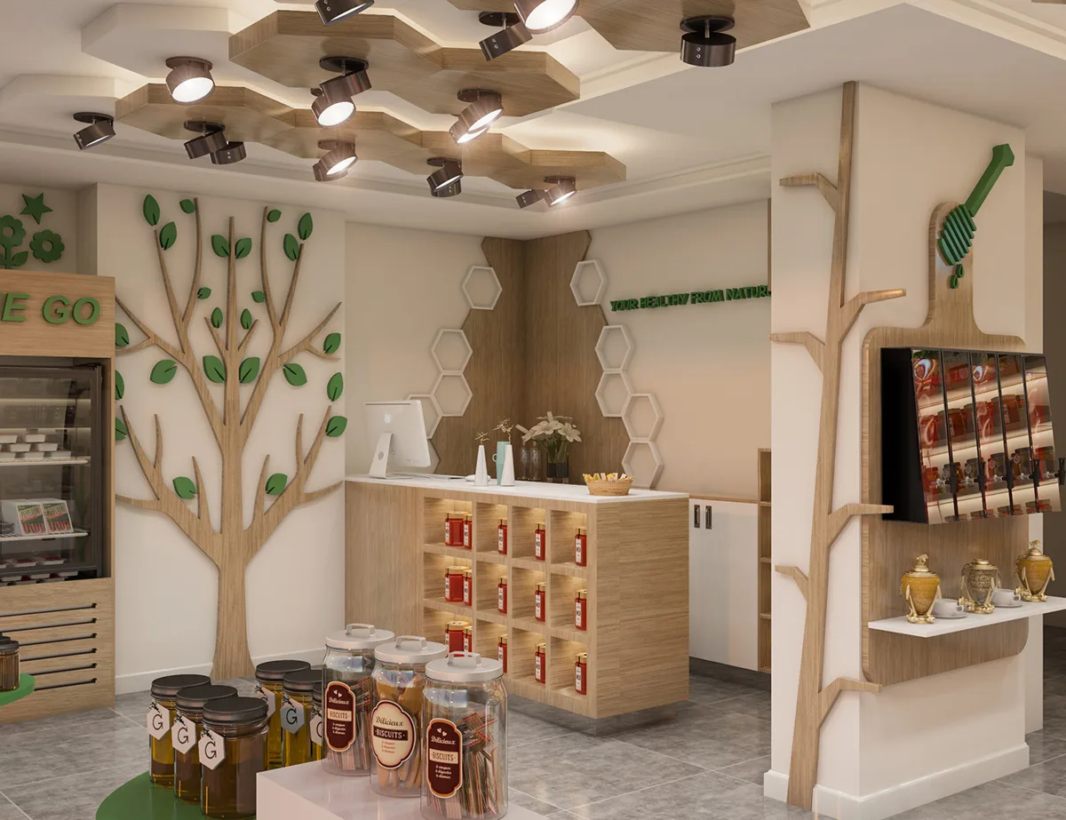 Honey Shop Design, Displays Retail Fixtures – Retro honey shop Bee display stand Customized furniture for honey shops image 5