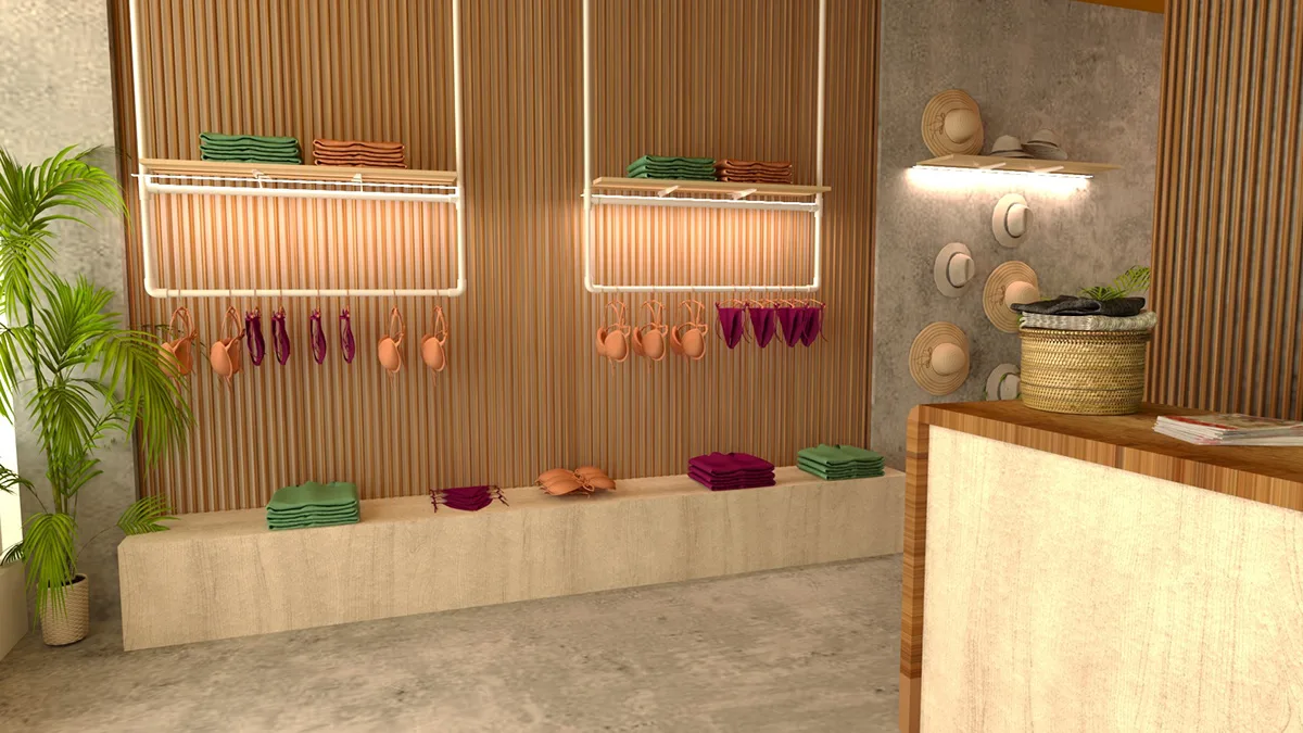 Swimwear Store Design, Displays Retail Fixtures – Modern outdoor Swimwear shop design outdoor swimwear cabinet & kiosk image